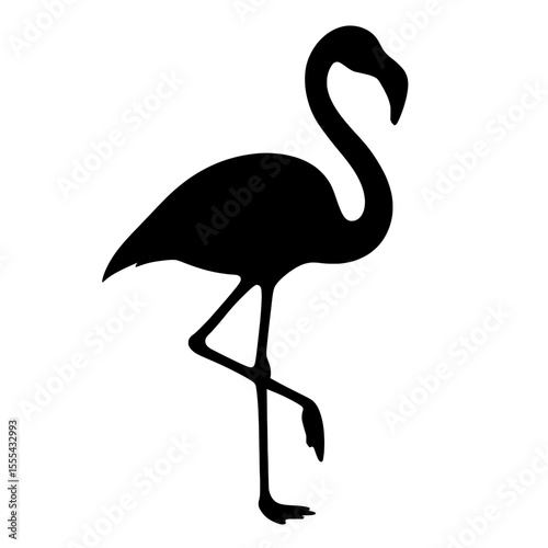 Elegant Flamingo Silhouette on White Background