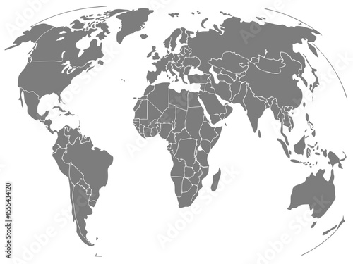 Vector  a world map in gray showing continents and country borders on a white background in a simple style
