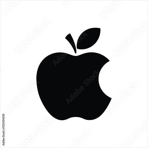 Apple Silhouette Icon – Black Apple Fruit Vector Isolated on White Background