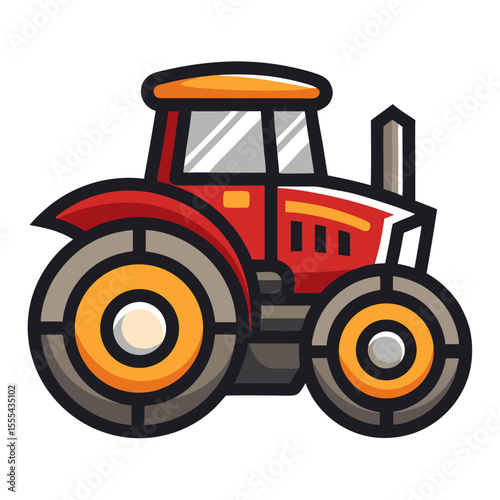 Green Tractor Icon Illustration for Farming Agriculture