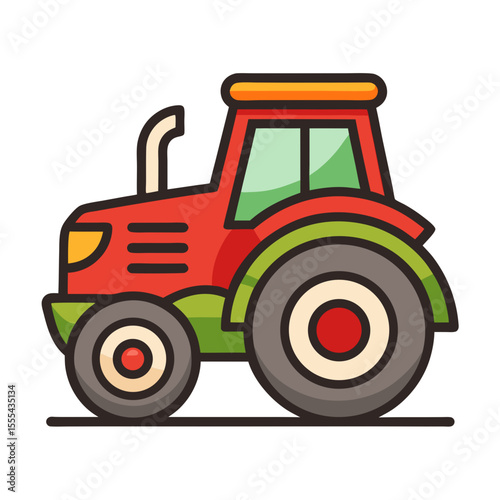 Green Tractor Icon Illustration for Farming Agriculture
