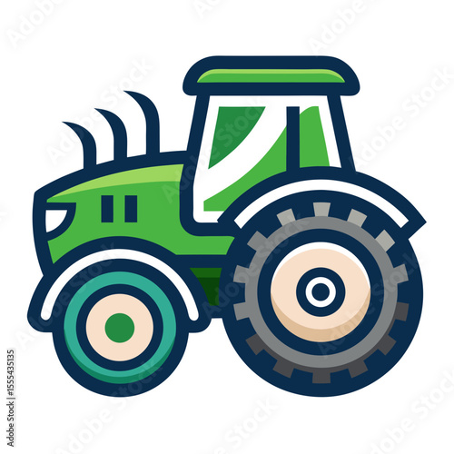 Green Tractor Icon Illustration for Farming Agriculture
