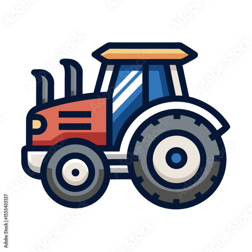 Green Tractor Icon Illustration for Farming Agriculture