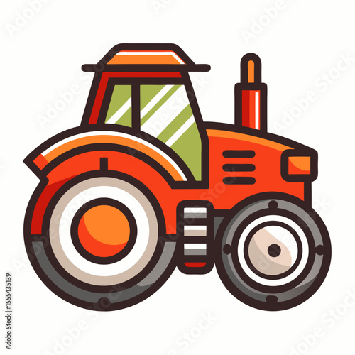 Green Tractor Icon Illustration for Farming Agriculture