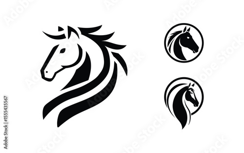 Set of horse logo design template for your brand. Bundle animal logo photo