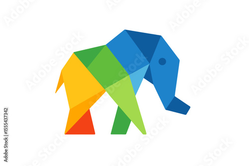 Multicolor Pentagon Elephant Logo