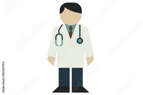 Vector Illustration of a Male Doctor in a White Coat