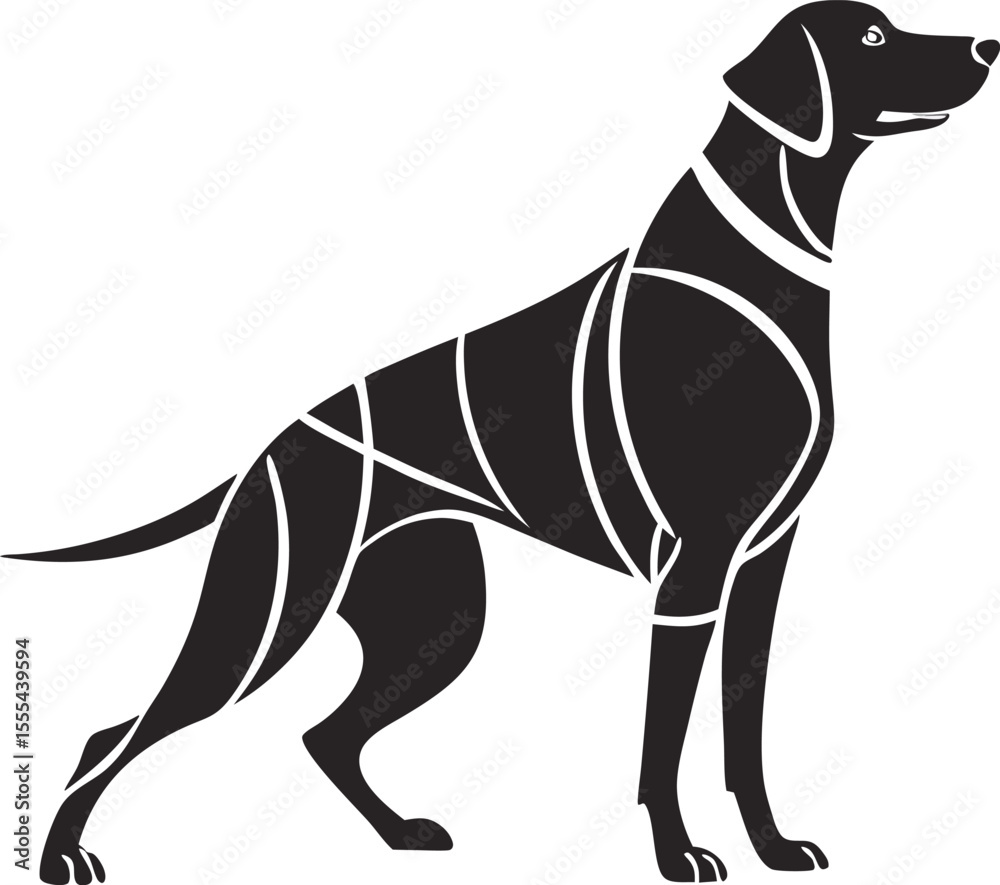Obraz premium Abstract Geometric Standing Dog Silhouette Vector