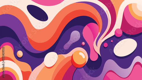 Organic curvy shapes blend into a flowing psychedelic design.

