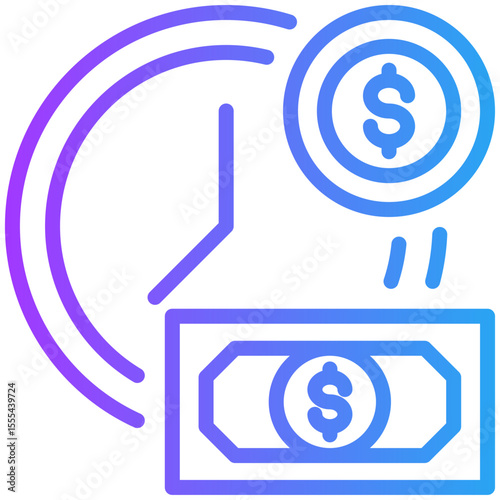 Time is money icon for accounting and finance business, website, application, printing, document, poster design, etc
