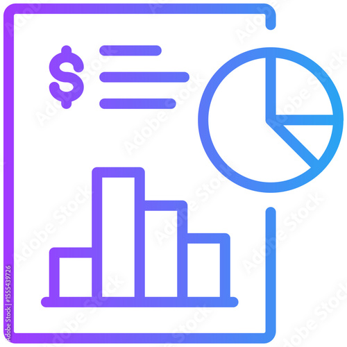 Business report icon for accounting and finance business, website, application, printing, document, poster design, etc