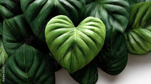 Heart Shaped Green Leaf Among Other Leaves