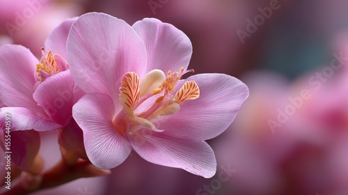 Close-Up of Pink Dew-Covered Orchid Blossom