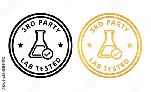 Third party lab tested stamp in black and gold, isolated on white
