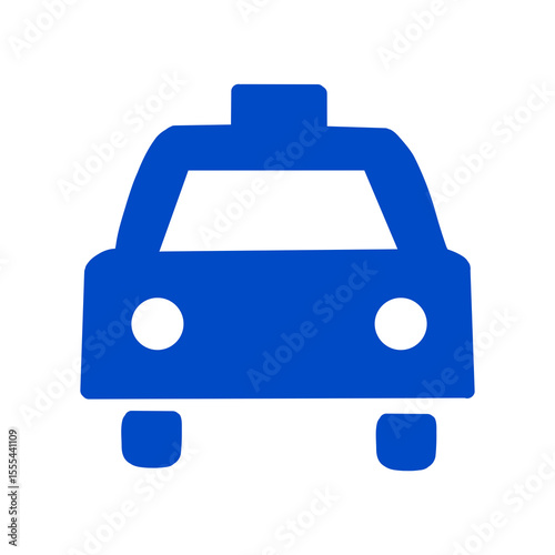 Taxi Icon – Front View of Car Silhouette Vector。タクシーの正面アイコン／交通・配車サービス向けシルエット素材