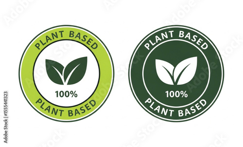 Plant based 100% logo icon badge for vegan products