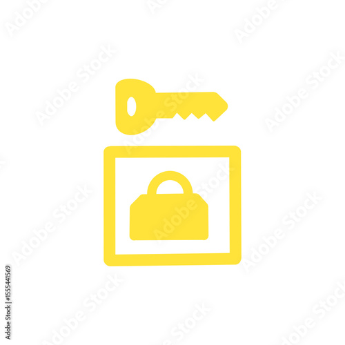 ロック付きバッグのアイコン｜セキュリティ・保管イメージ・Key and Locked Bag Icon – Security and Storage Symbol