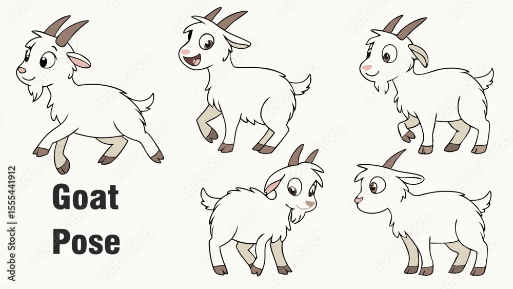 Obraz premium 6 pcs cute goat isolated on white background
