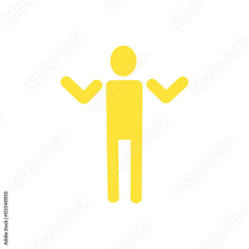 Shrugging Person Icon – Symbol of Confusion, Uncertainty or Indifference/ 肩をすくめる人物のアイコン｜困惑・わからない・あいまいな反応のピクトグラム