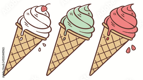 6 pcs ice cream varian isolated on white background