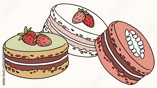 6 pcs macaroon varian isolated on white background