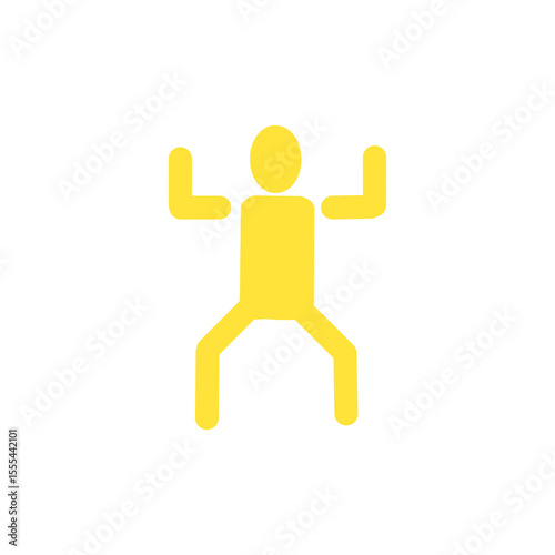 Person Standing with Arms Raised Icon – Exercise, Dance, Energetic Pose Symbol・両手を上げて立つ人物のアイコン｜エクササイズ・ダンス・元気ポーズのピクトグラム