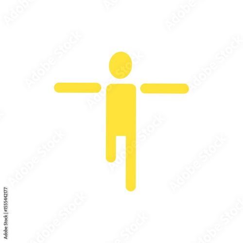 Balancing Person Icon – Core Exercise, Focus and Body Control Symbol・バランスを取る人物のアイコン｜体幹トレーニング・集中力・ポーズのピクトグラム