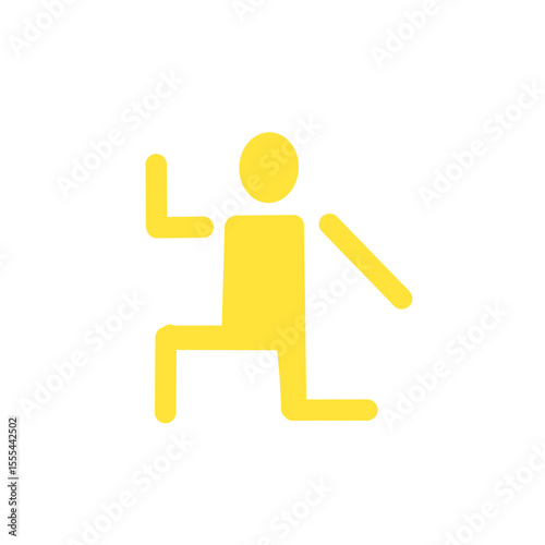 Hero Pose Icon – Kneeling Silhouette with Raised Hand・ヒーローポーズの人物アイコン｜片膝立ちシルエットピクトグラム
