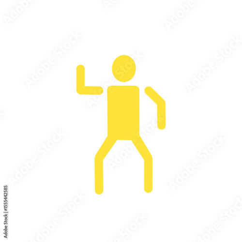Person Raising One Hand – Dance or Greeting Pose Icon・片手を上げたポーズの人物アイコン｜ダンス・挨拶・ジェスチャー素材	