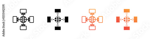 Network Multiple Style Icon Set Vector 