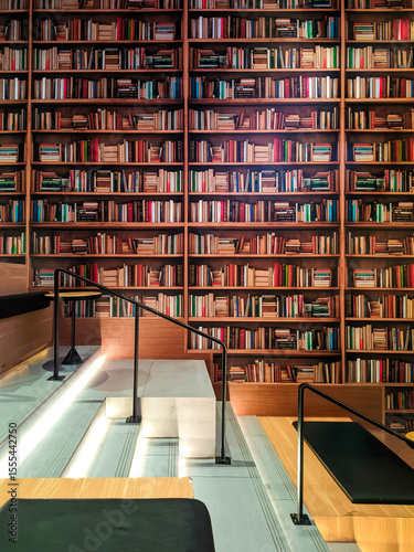 Mall interior with library theme photographed from the side