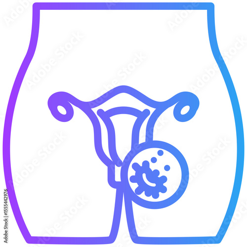 Ovarian cancer icon for cancer diagnosis, website, application, printing, document, poster design, etc