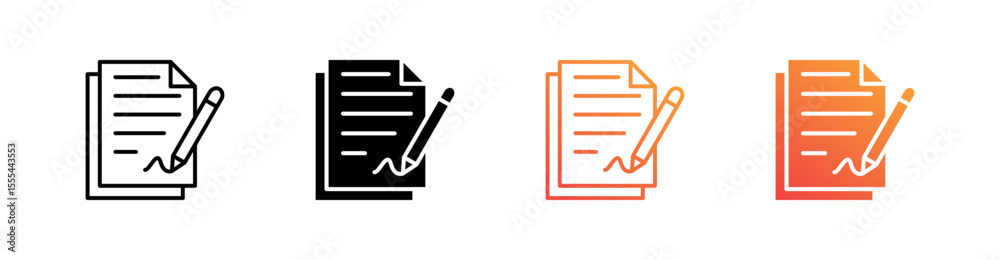 Fototapeta premium Contract Multiple Style Icon Set Vector 
