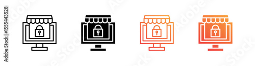Lockout Multiple Style Icon Set Vector 