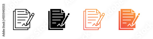 Contract Multiple Style Icon Set Vector 