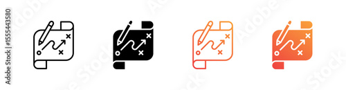 Planning Multiple Style Icon Set Vector 