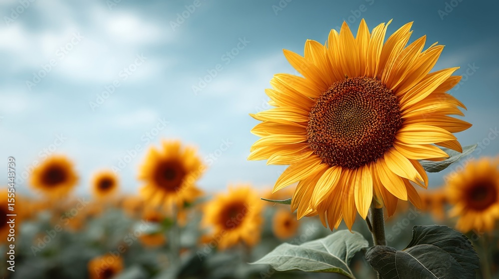 Fototapeta premium Vibrant Yellow Sunflowers in a Field