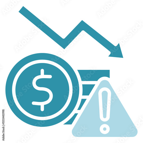 Financial Risk dual tone blue color, mini illustration icon. use for modern concept, print, UI, UX kit, web and app development. Vector related to risk management, business, finance.