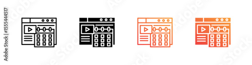 Content Calendar Multiple Style Icon Set Vector 