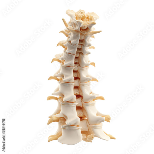 Anatomical Model of the Human Spine with Transparent Background