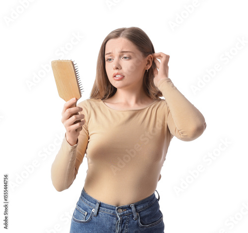 Worried young woman with ha...