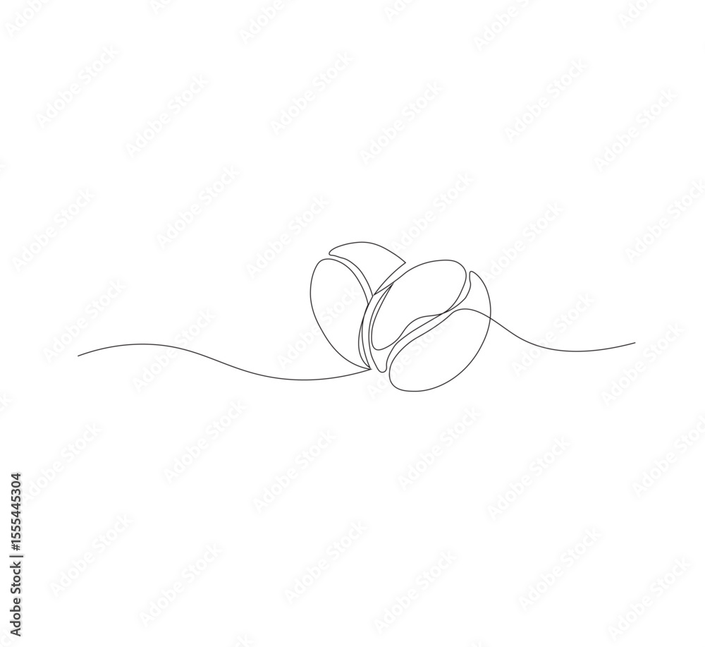 Obraz premium Abstract vector continuous simple line drawing icon of coffee beans in silhouette sketch on white background.coffee shop, minimalist coffee illustration