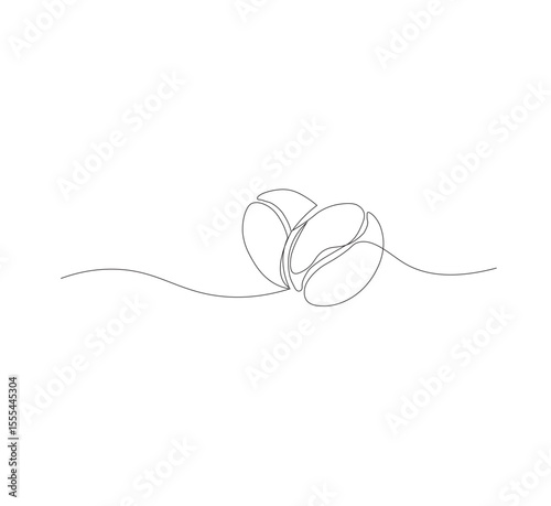 Abstract vector continuous simple line drawing icon of coffee beans in silhouette sketch on white background.coffee shop, minimalist coffee illustration