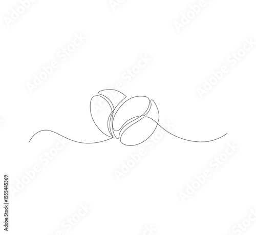 Abstract vector continuous simple line drawing icon of coffee beans in silhouette sketch on white background.coffee shop, minimalist coffee illustration