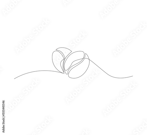 Abstract vector continuous simple line drawing icon of coffee beans in silhouette sketch on white background.coffee shop, minimalist coffee illustration