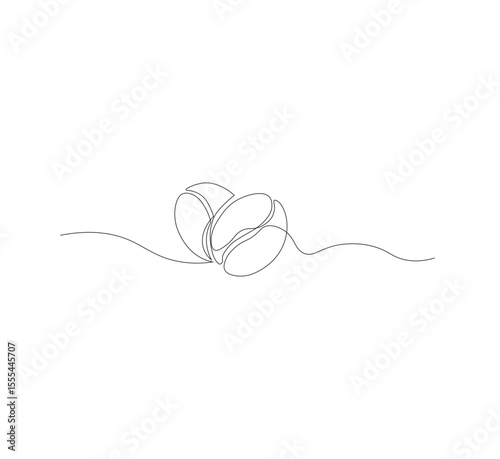 Abstract vector continuous simple line drawing icon of coffee beans in silhouette sketch on white background.coffee shop, minimalist coffee illustration