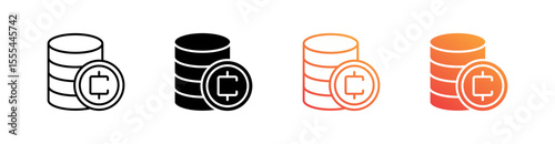 Cryptocurrency Coin Multiple Style Icon Set Vector 