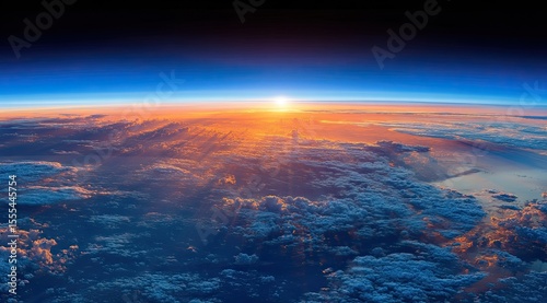 Radiant Sunrise Over Earth's Atmospheric Veil