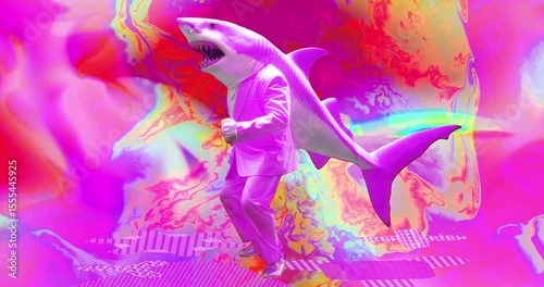 Fashion shark man dancing, party style