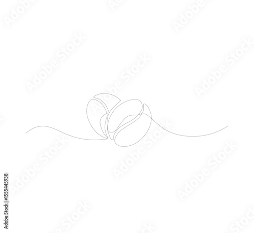 Abstract vector continuous simple line drawing icon of coffee beans in silhouette sketch on white background.coffee shop, minimalist coffee illustration